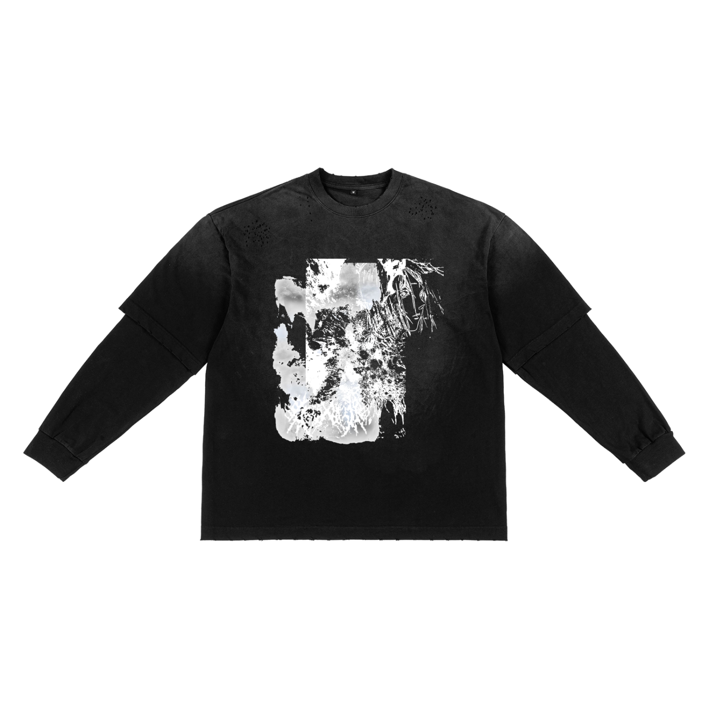 " The Flying " Hand-Frayed Faux Two-Piece T-Shirt