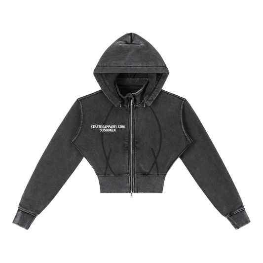 STRATOSAPPAREL.COM FLEECE CROPPED HOODIE