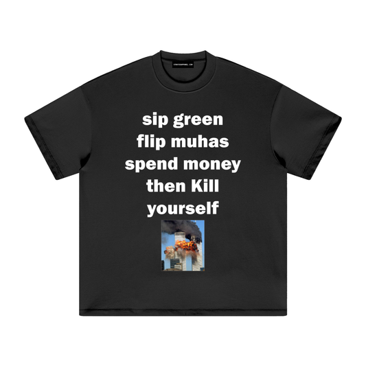 SIPPIN GREEN OVERSIZED TEE