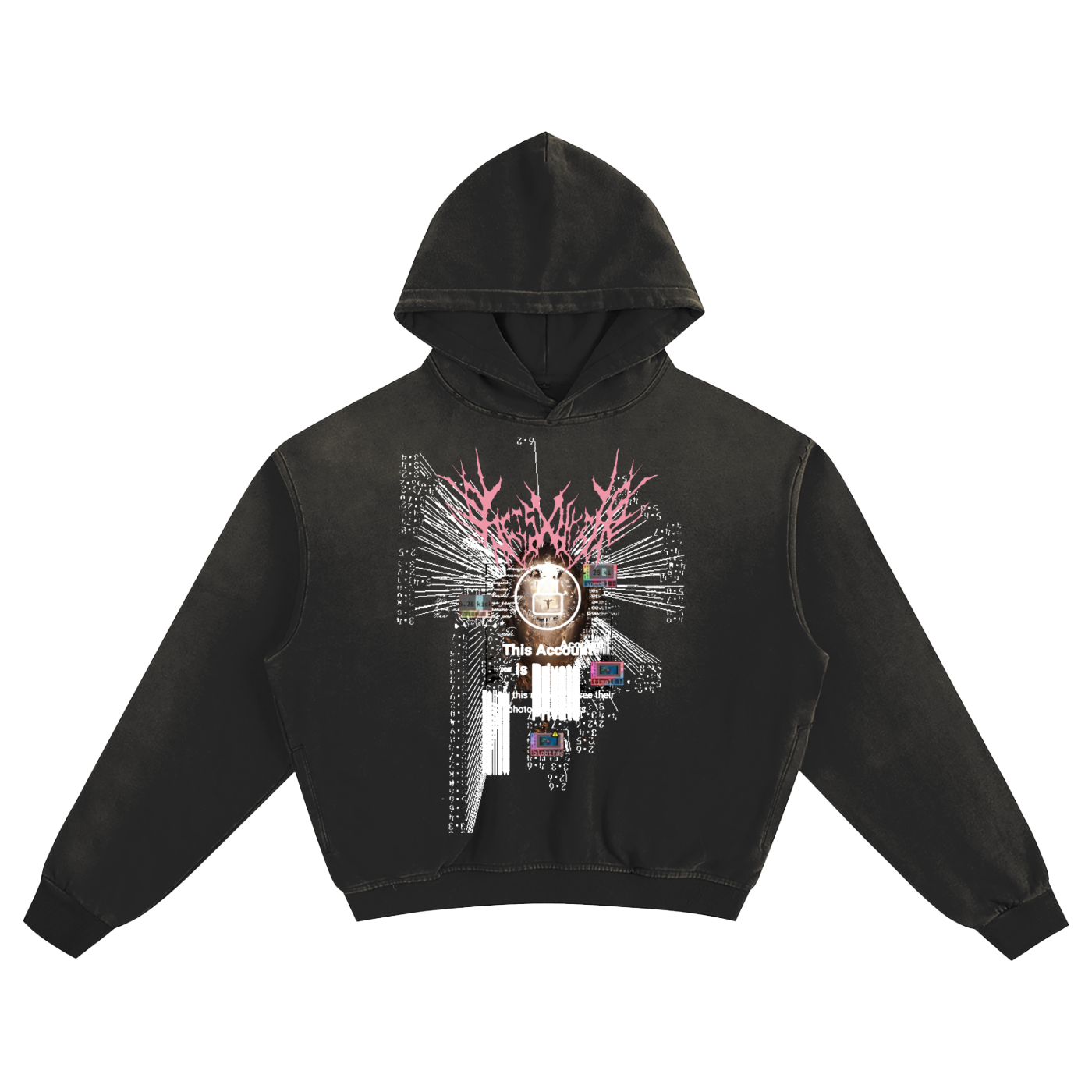 "PRIVATE" SUNFADED FRAYED OVERSIZED HOODIE