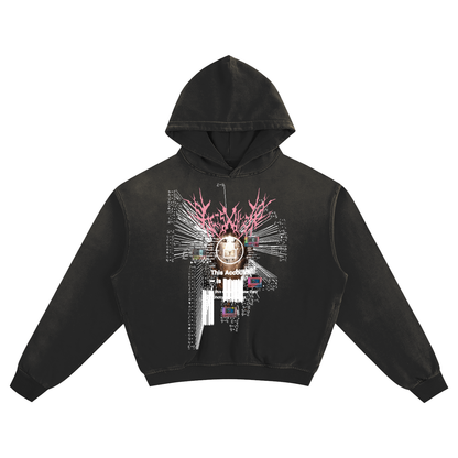 "PRIVATE" SUNFADED FRAYED OVERSIZED HOODIE
