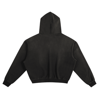 "PRIVATE" SUNFADED FRAYED OVERSIZED HOODIE