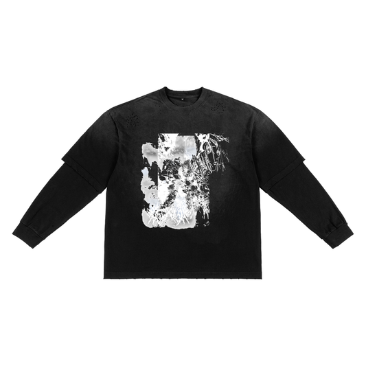 " The Flying " Hand-Frayed Faux Two-Piece T-Shirt